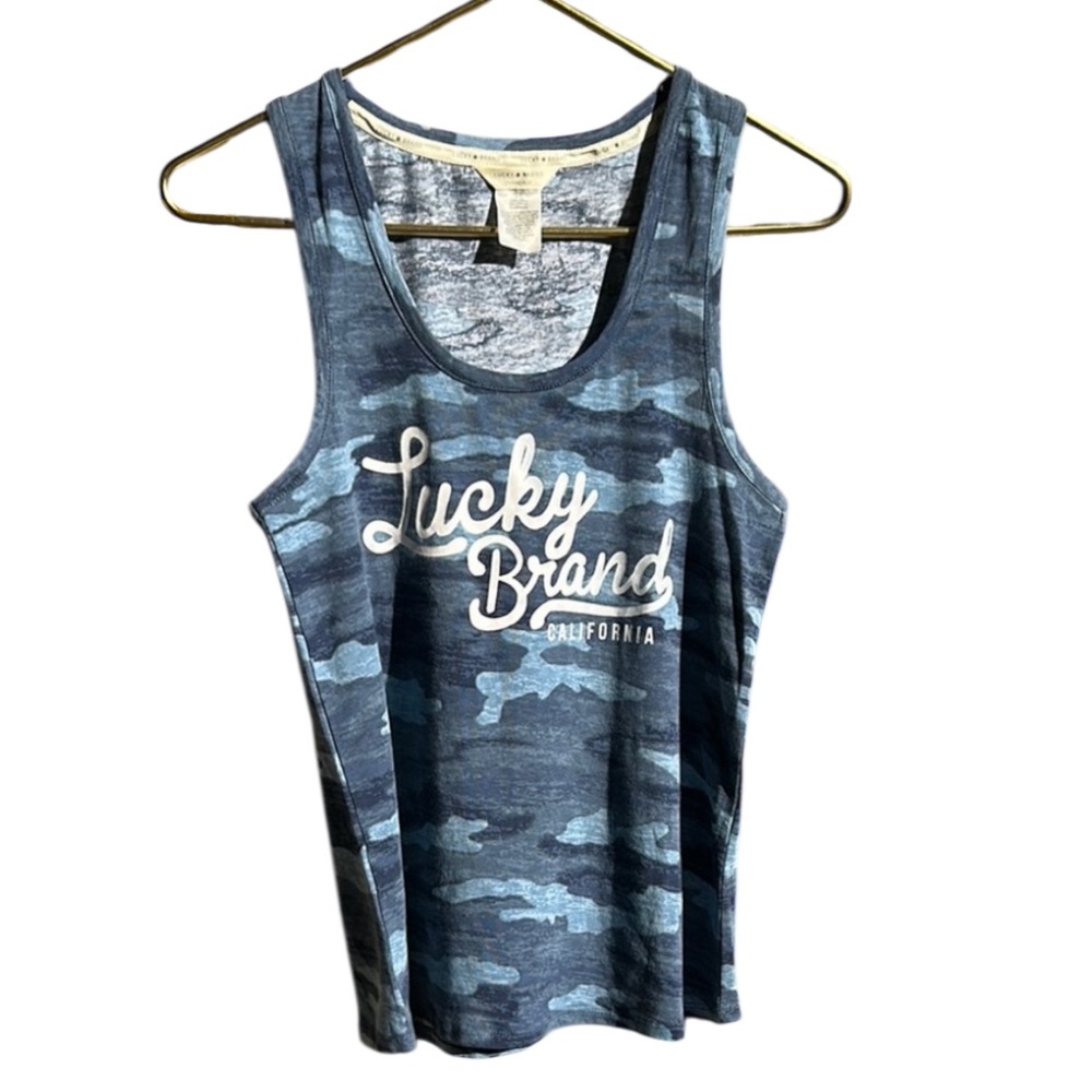 Lucky Brand Blue Camo Tank Top